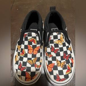 Vans butterfly print slip one girls size 11